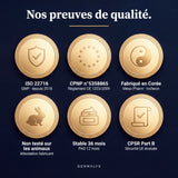 Certifications du sérum ExoBlanc : ISO 22716, CPNP, fabriqué en Corée du Sud