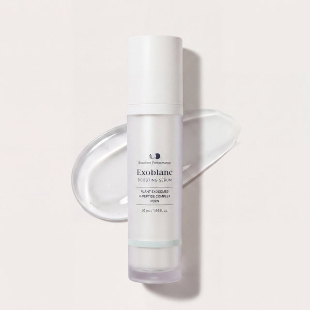 Flacon airless Sérum Multi-Peptides ExoBlanc 50 ml, pompe poussoir, fond clair