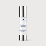 Flacon airless Crème Exfoliante aux Spicules & Cica ExoBlanc 50 ml, bouchon et base chromés, fond clair