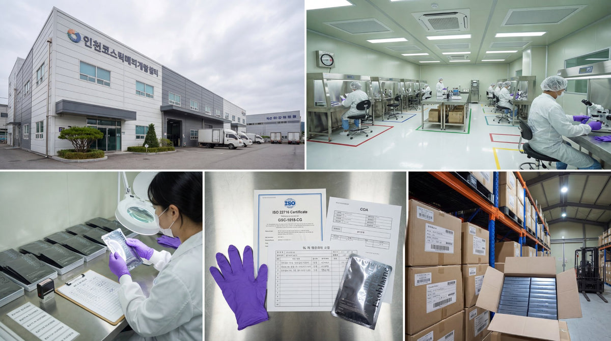Laboratoire Meso Pharm à Incheon : salle blanche et équipement de production de masques