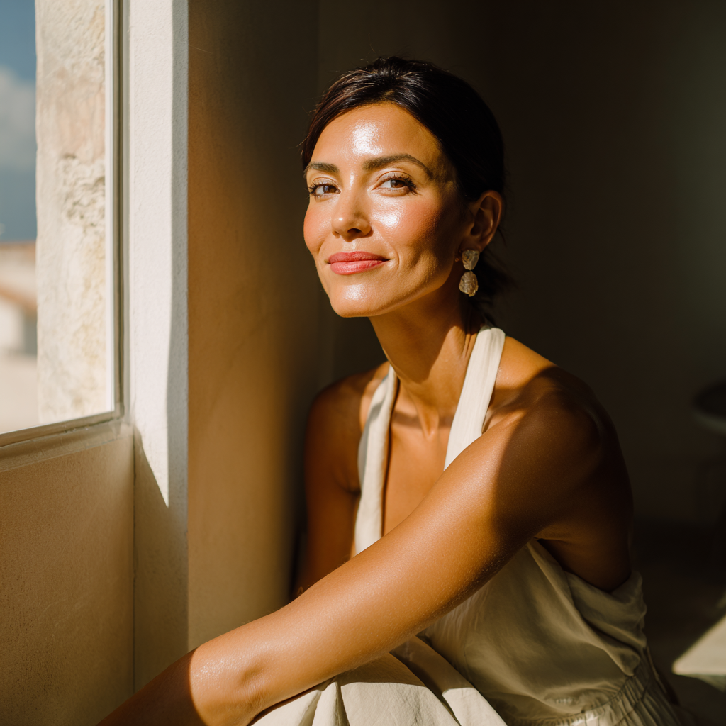 Femme méditerranéenne lumineuse
